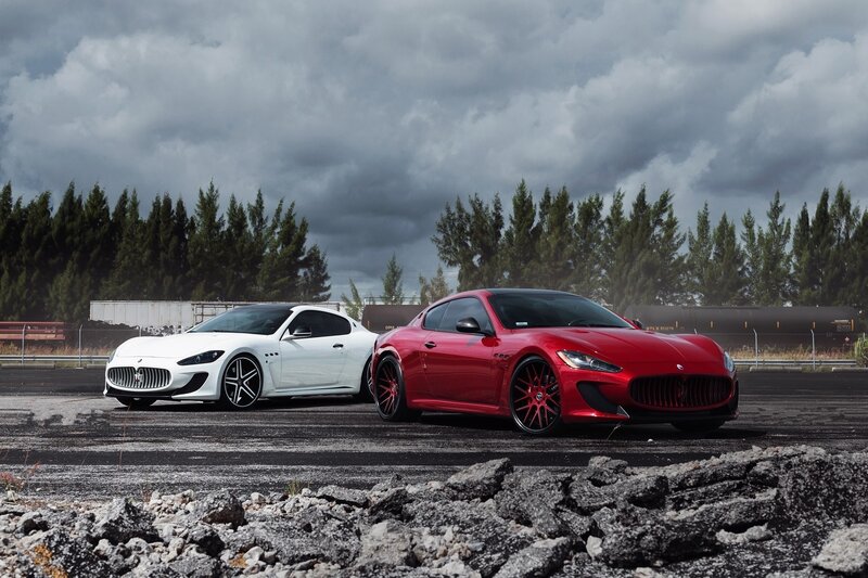 Two Maserati Cars — Red, Dramatic, Photograph