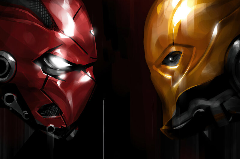 Two Masked Characters — Red