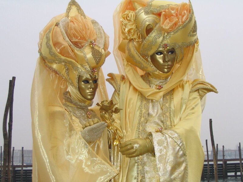 Two Masked Figures — Gold