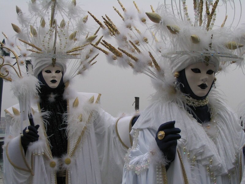 Two Masked Figures — White