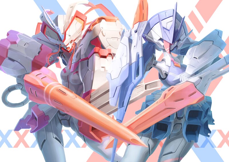 Two Mechs in Combat — Blue