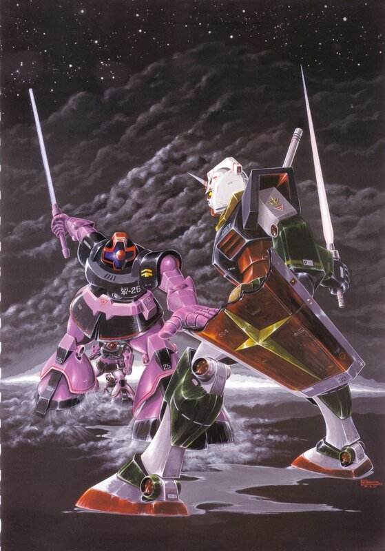 Two Mechs in Combat — Purple