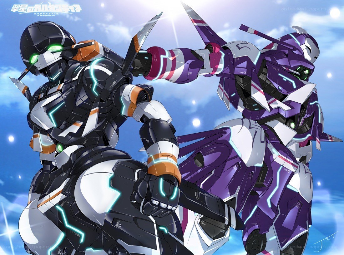 Two mechs in combat