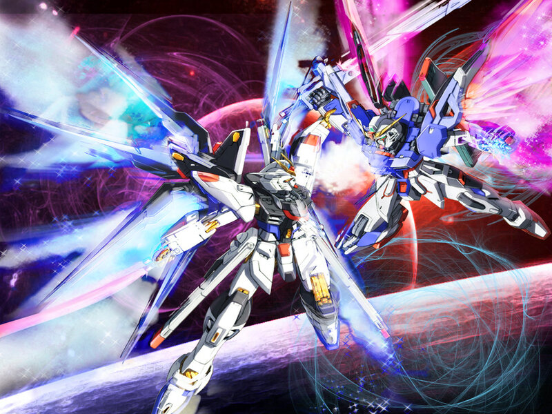 Two Mechs in Space — Blue, Dramatic