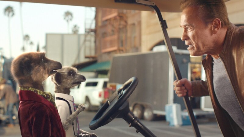 Two Meerkats in a Golf Cart