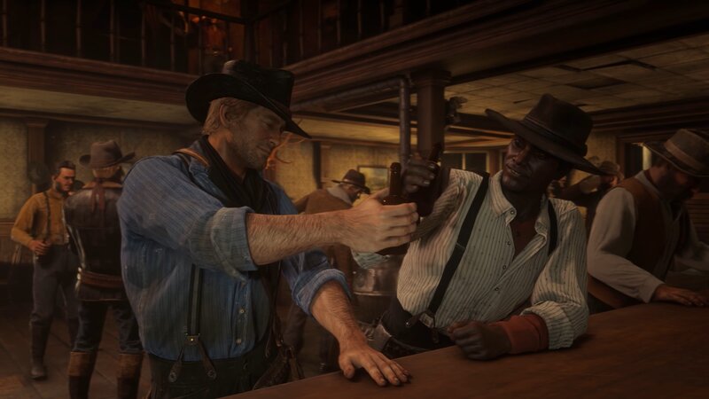 Two Men at a Bar — Brown, Dramatic, Night, 3d Render