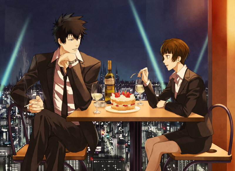 Two Men at a Dinner Table — Brown