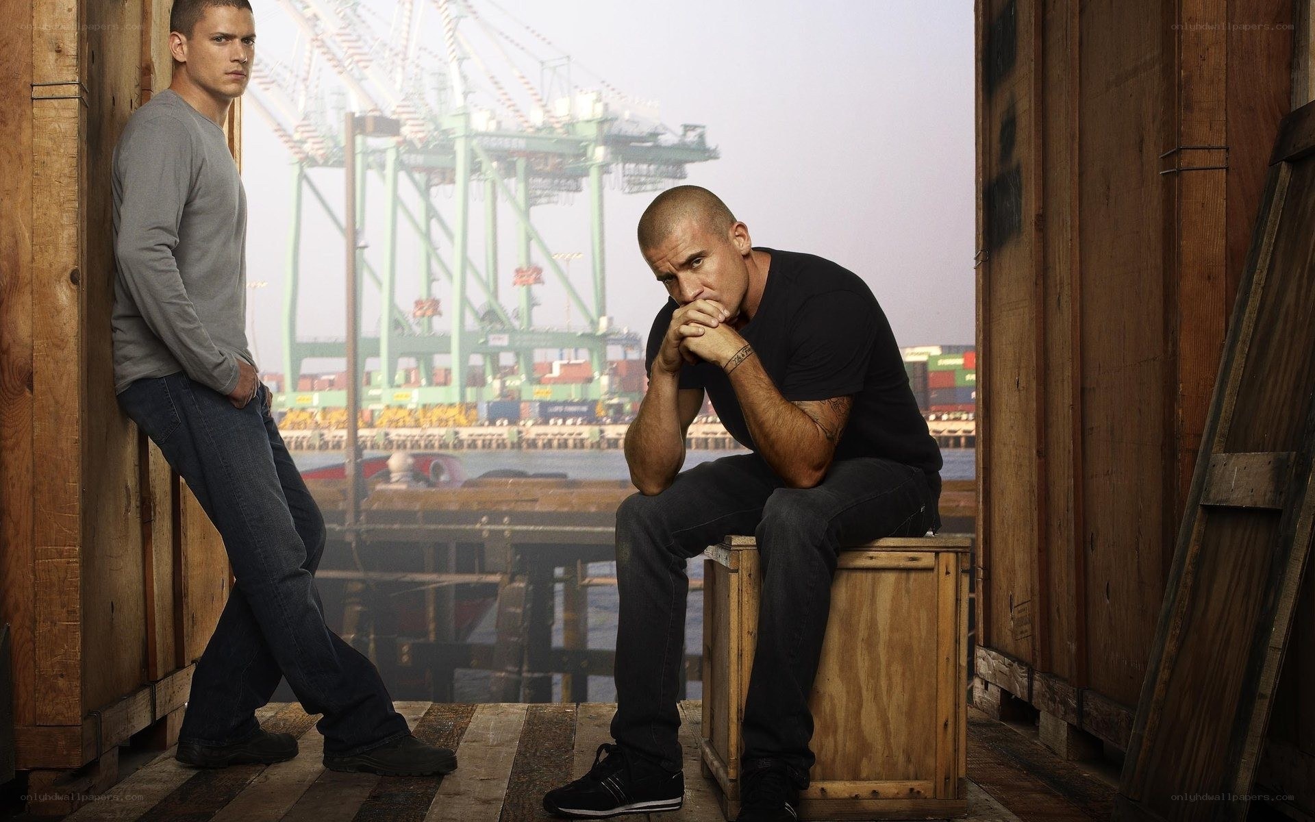 Two men at a port