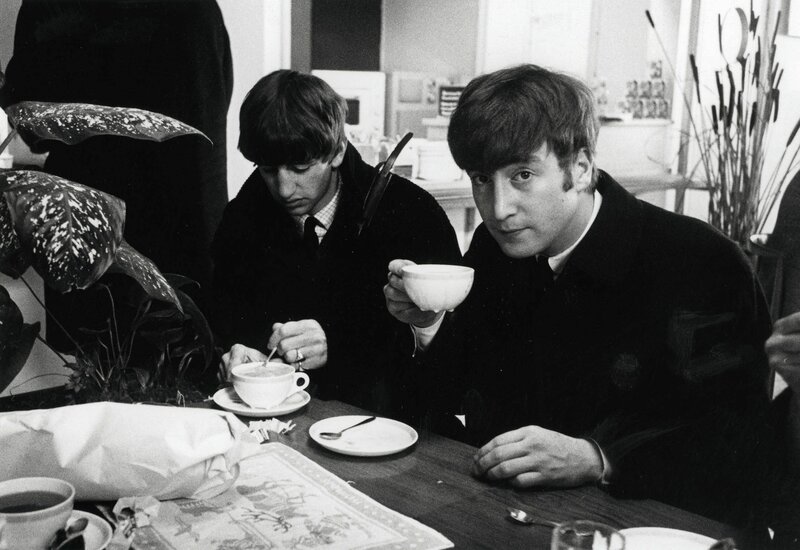 Two Men at a Table — Black, Casual, Photograph, Tea Cups