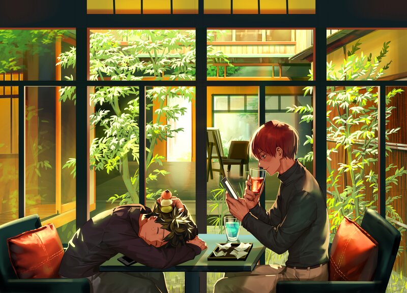 Two Men at a Table — Green