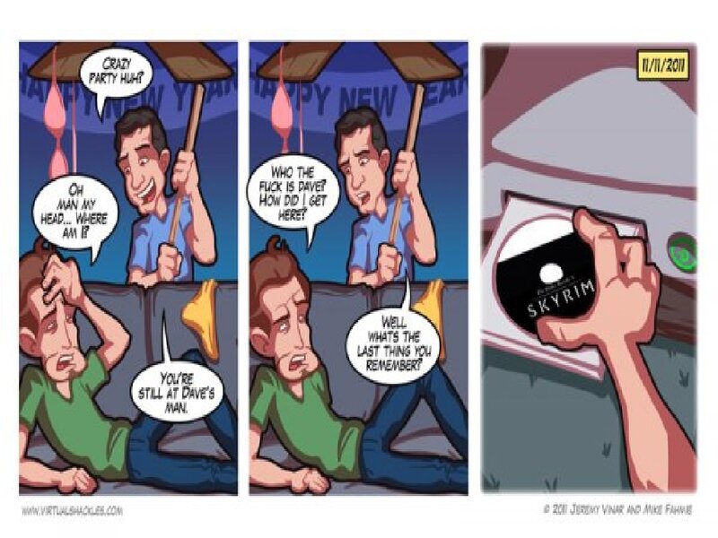 Two Men at Party — Blue, Humorous
