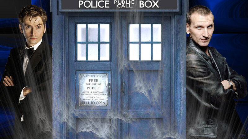 Two Men Beside a Police Box
