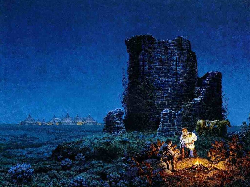 Two Men by Campfire