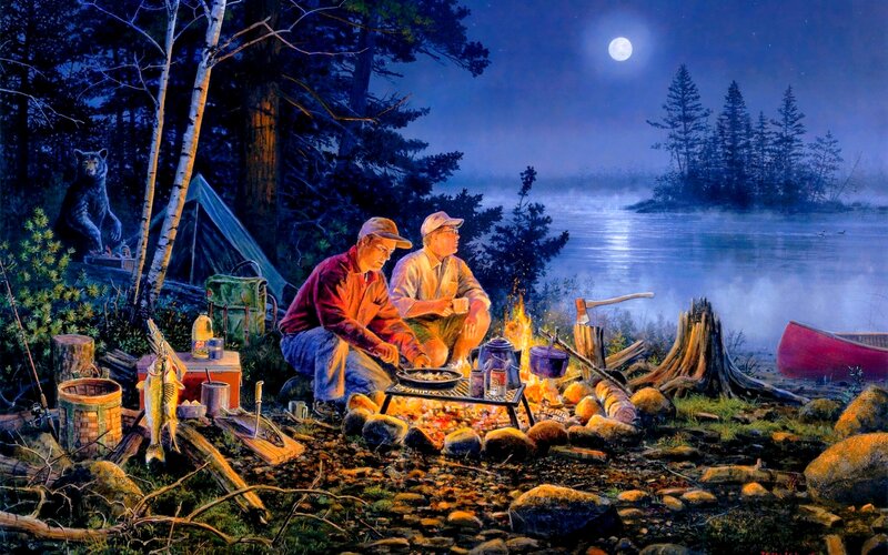 Two Men Camping — Blue