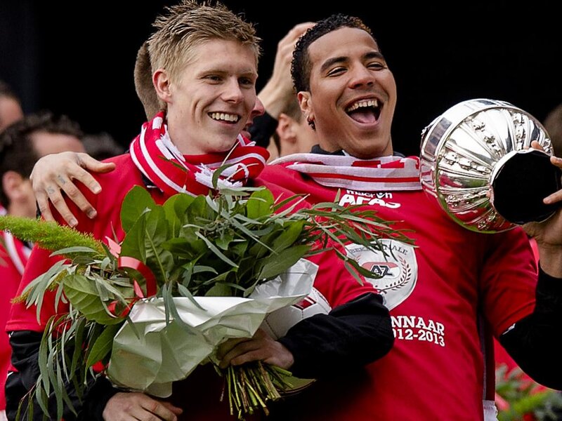Two Men Celebrating — Red, Joyful