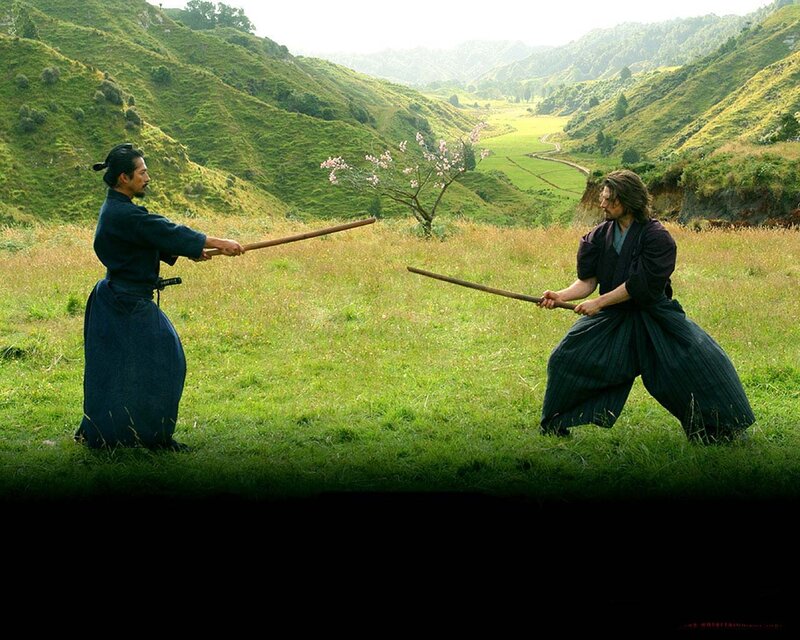 Two Men Dueling with Sticks — Green