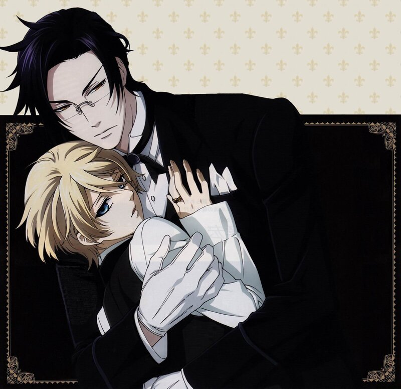 Two Men Embracing — Black, Dramatic, Anime