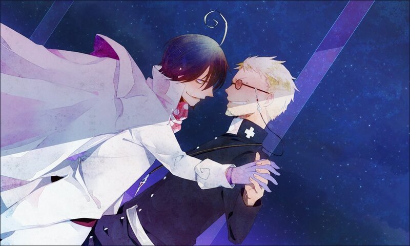 Two Men Embracing — Blue, Dramatic, Night