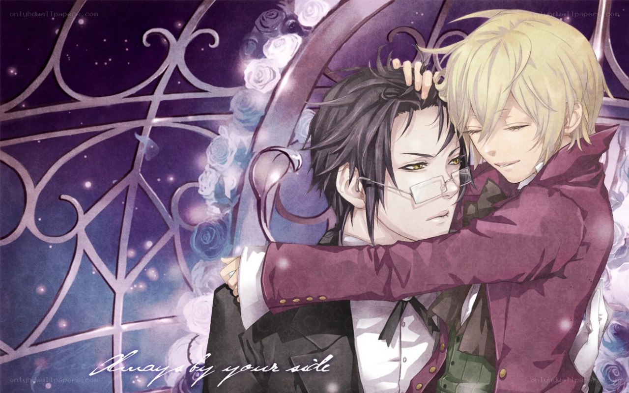two men embracing in a dreamy scene