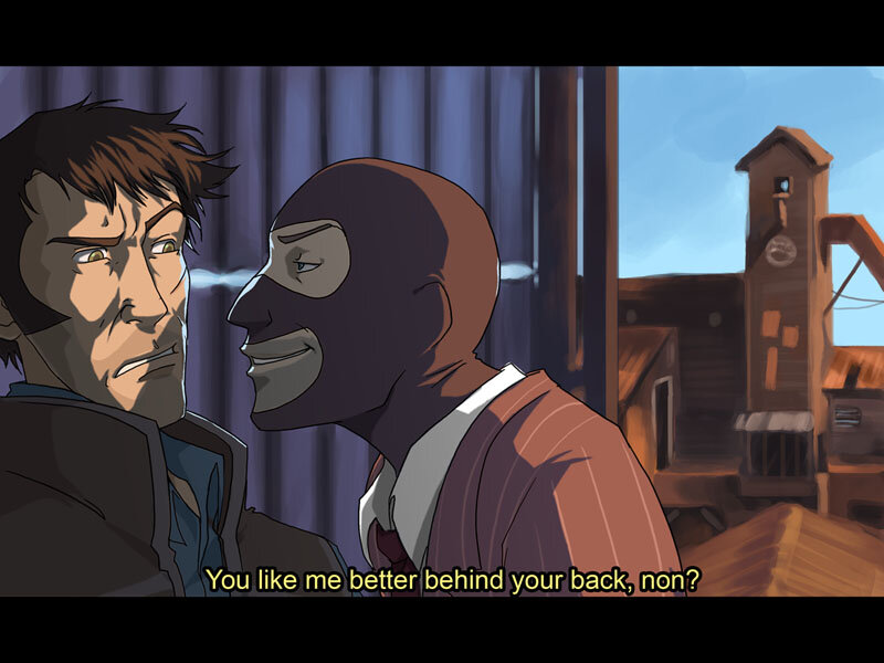 Two Men Facing Each Other — Brown, Dramatic, Afternoon, Anime