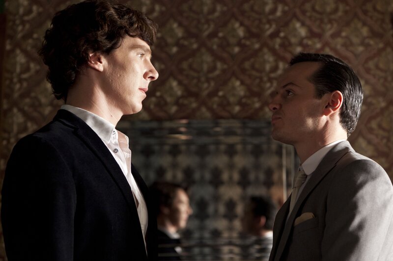 Two Men Facing Each Other — Brown, Dramatic, Photograph, Suits