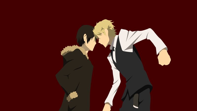 Two Men Facing Each Other — Red, Dramatic, Anime