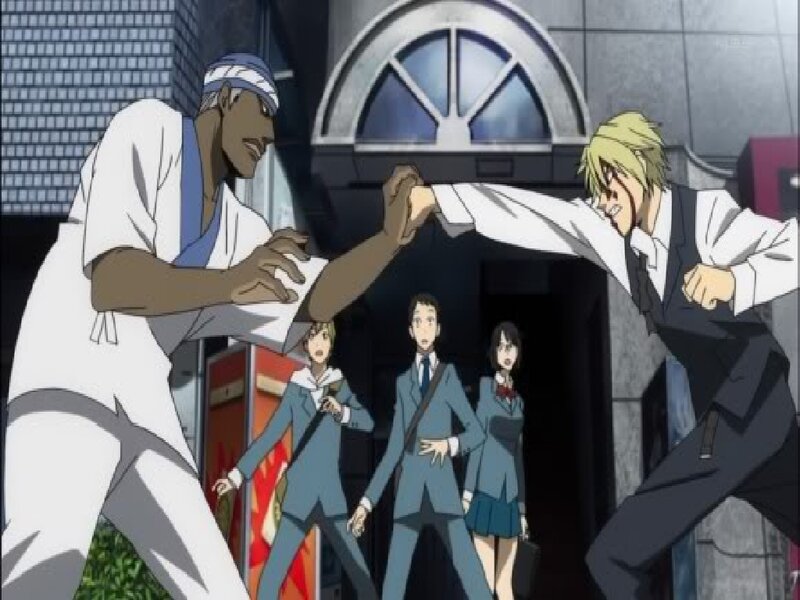 Two Men Fighting — Blue, Dramatic