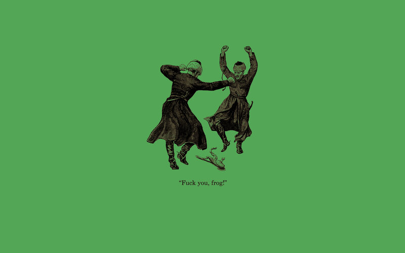 Two Men Fighting — Green, Aggressive