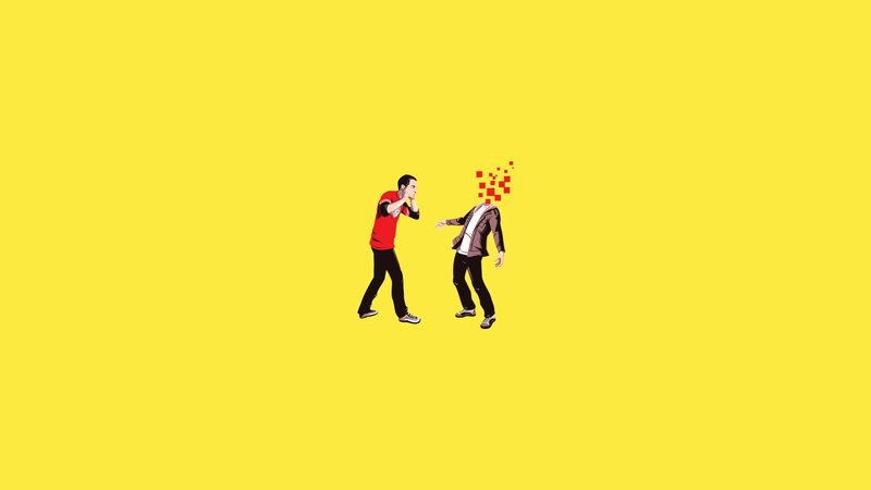 Two Men Fighting — Yellow, Dramatic