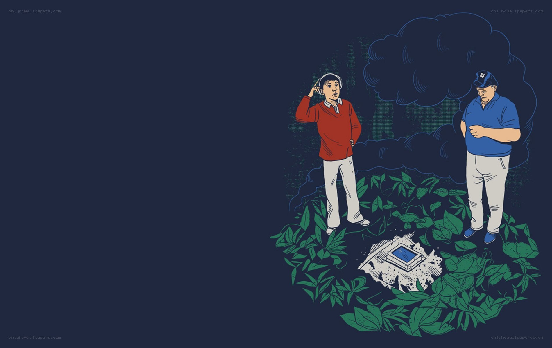 two men find a chip in the woods