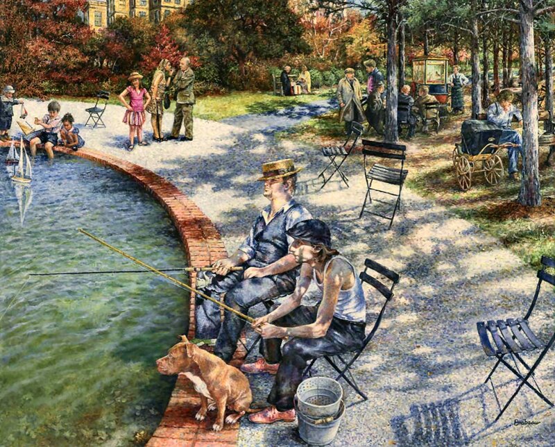 Two Men Fishing — Green