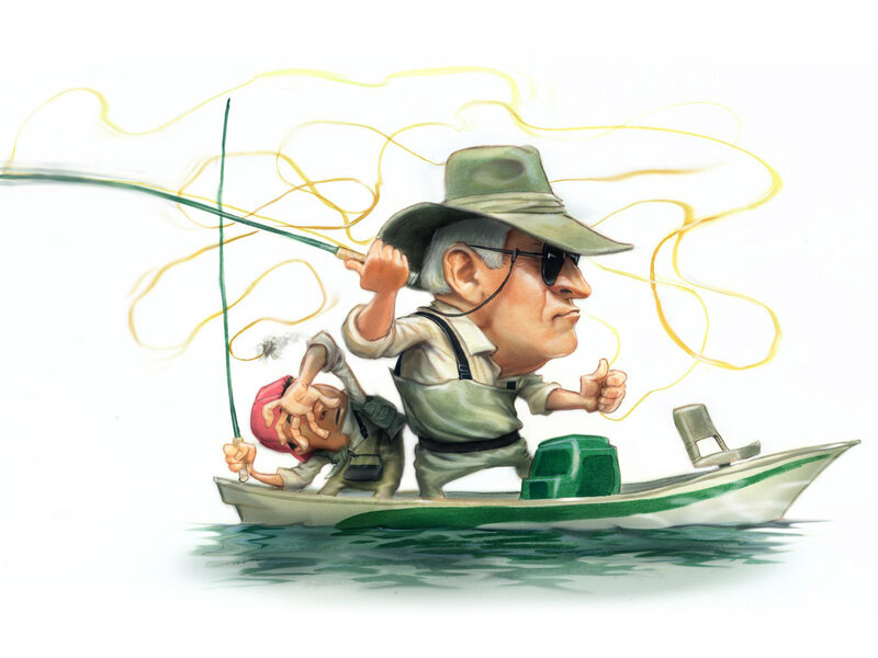 Two Men Fishing in a Boat
