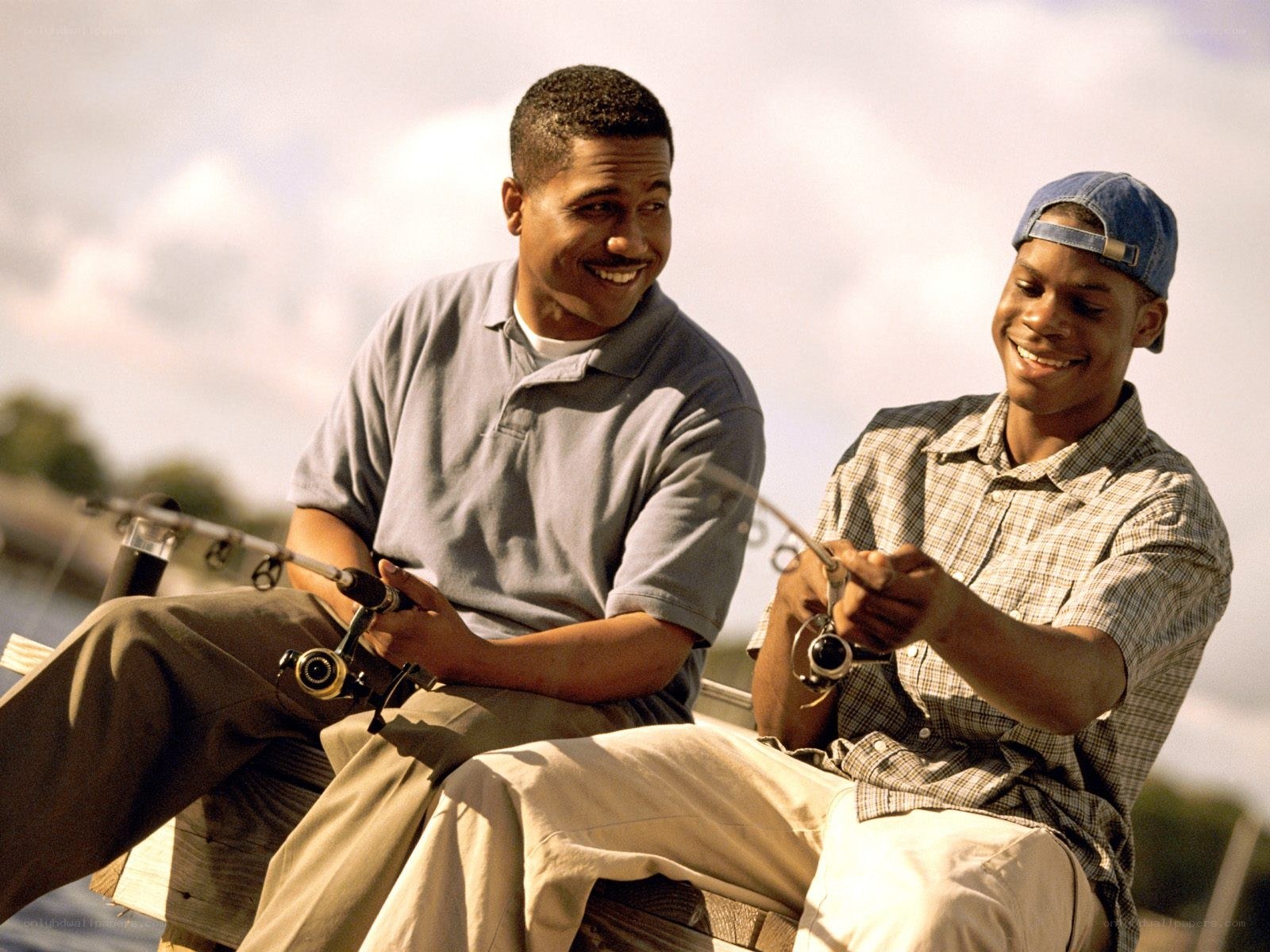 Two men fishing together