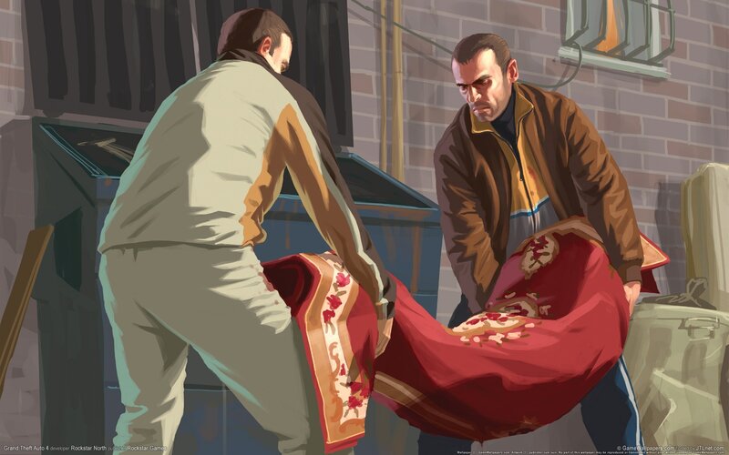 Two Men Handling a Body — Red