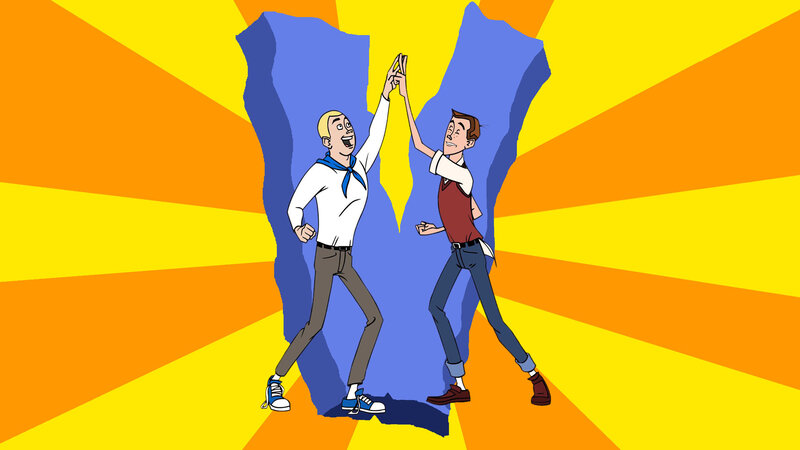 two men high-fiving