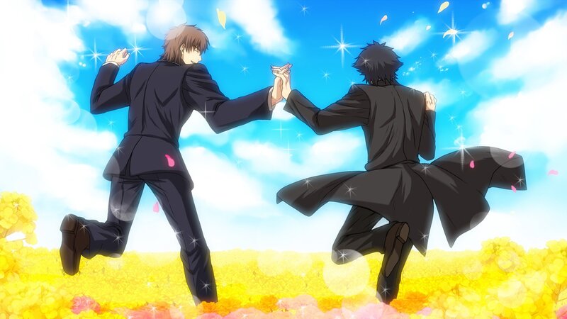 Two Men Holding Hands — Blue