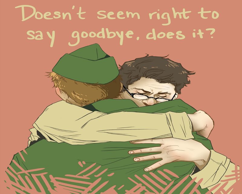 Two Men Hugging — Peach