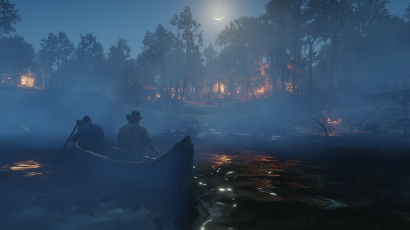 Two Men in a Canoe — Blue, Mysterious