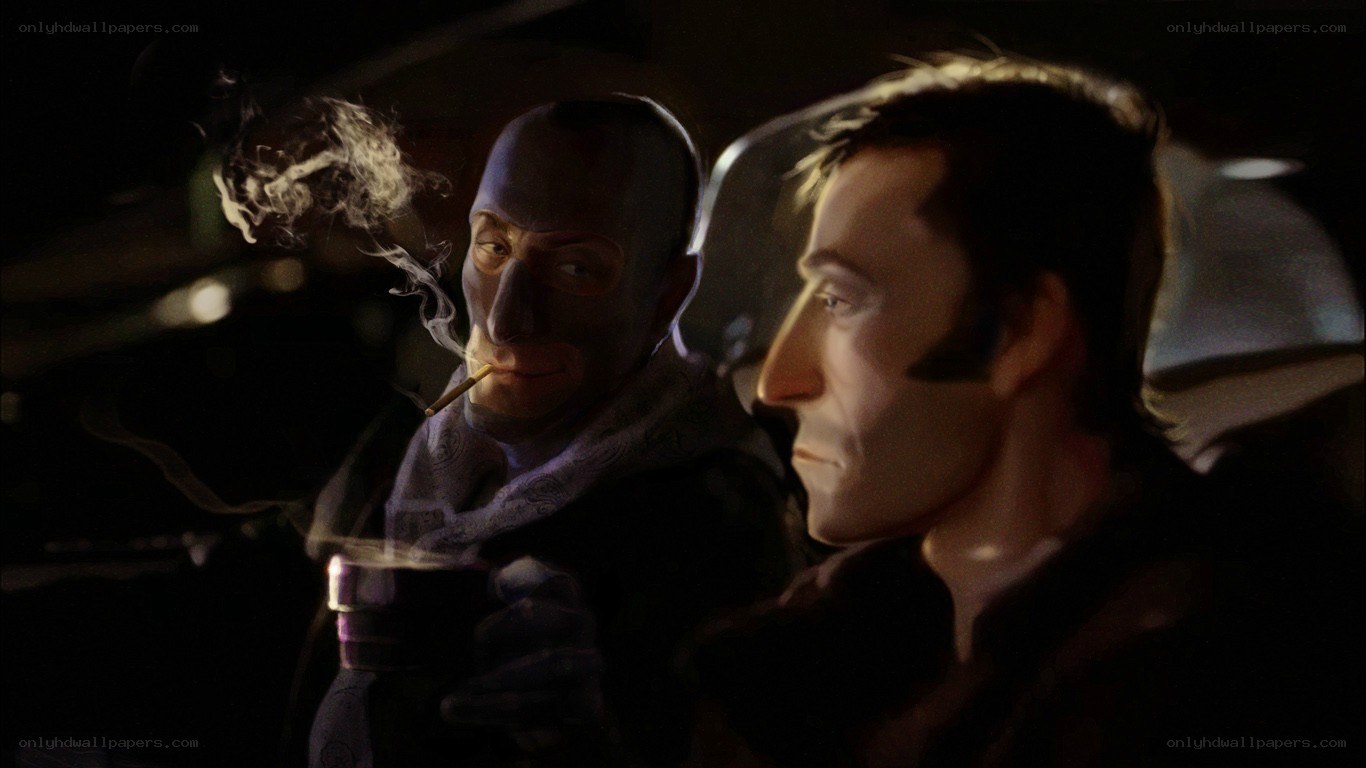 Two men in a car at night