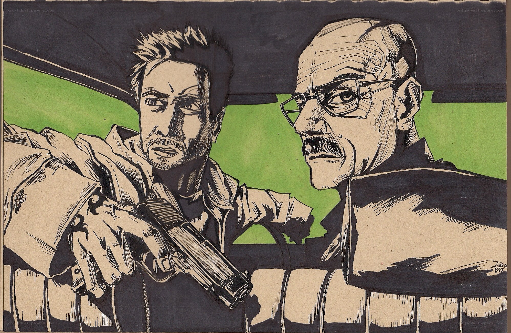 Two men in a car with a gun