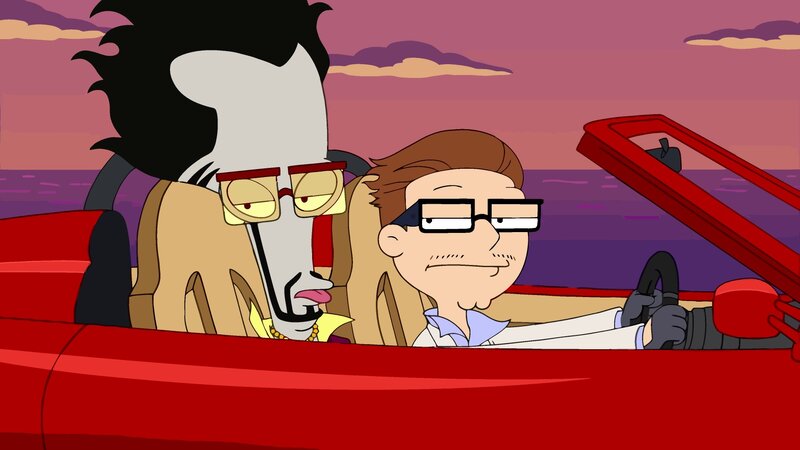 Two Men in a Convertible — Red, Calm