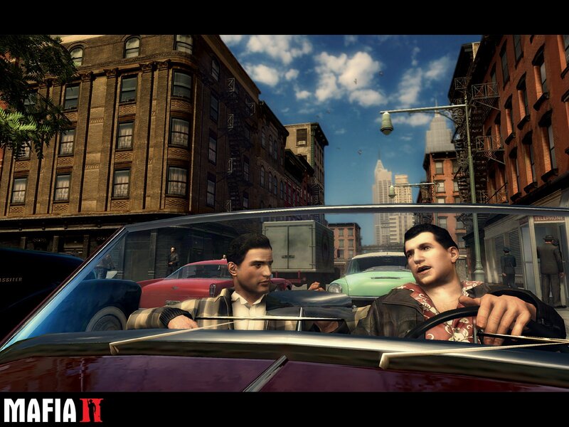 Two Men in a Convertible — Red