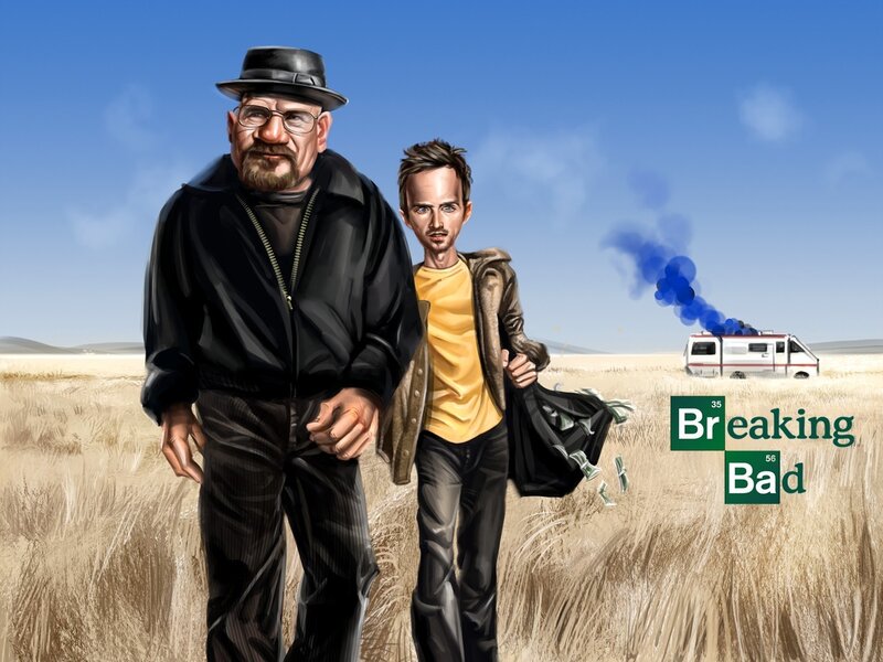 Two Men in a Field — Blue, Dramatic, Afternoon