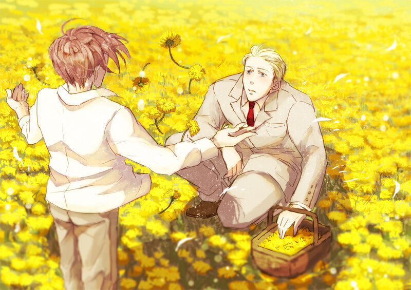 Two Men in a Field — Yellow