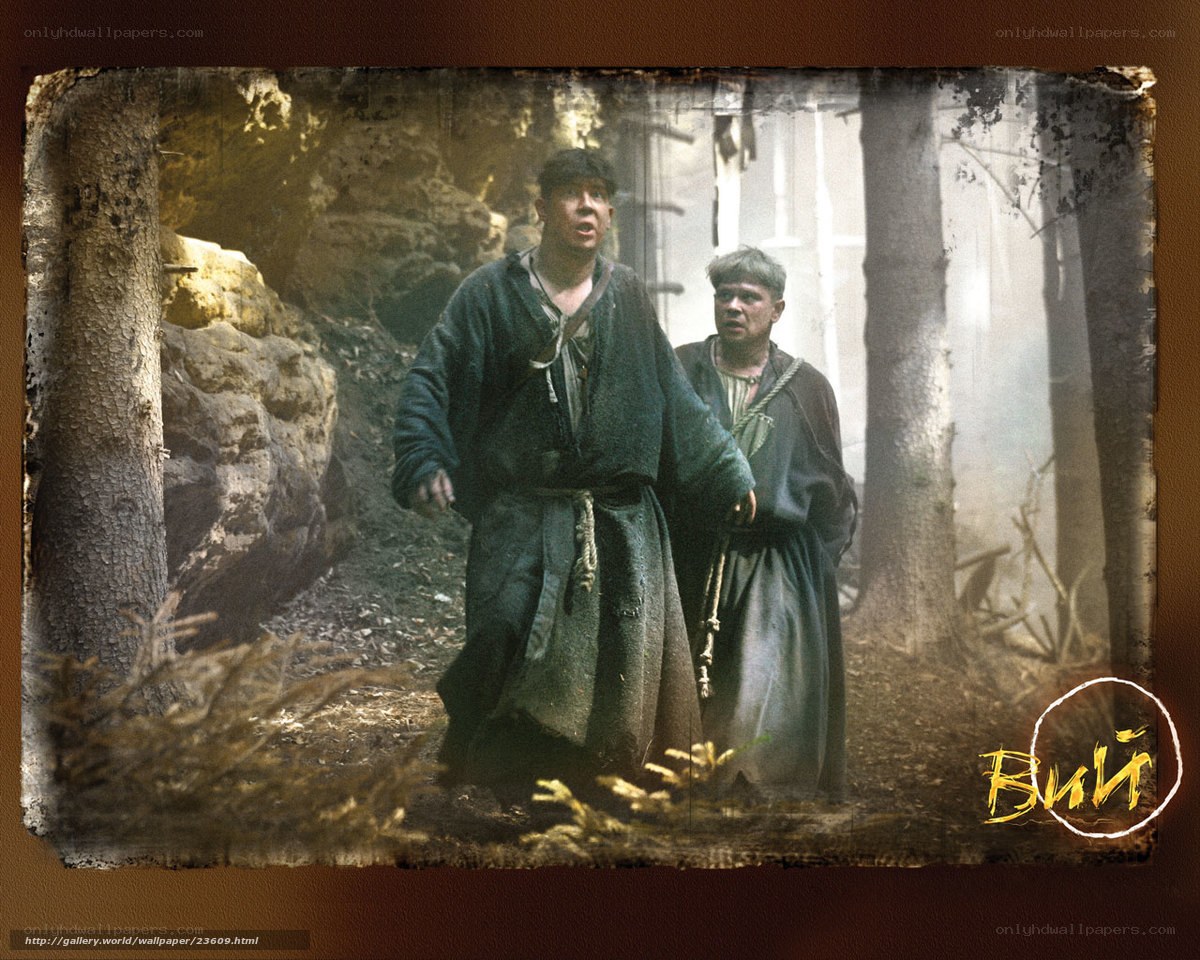 Two men in a forest scene
