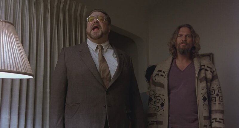two men in a hotel room
