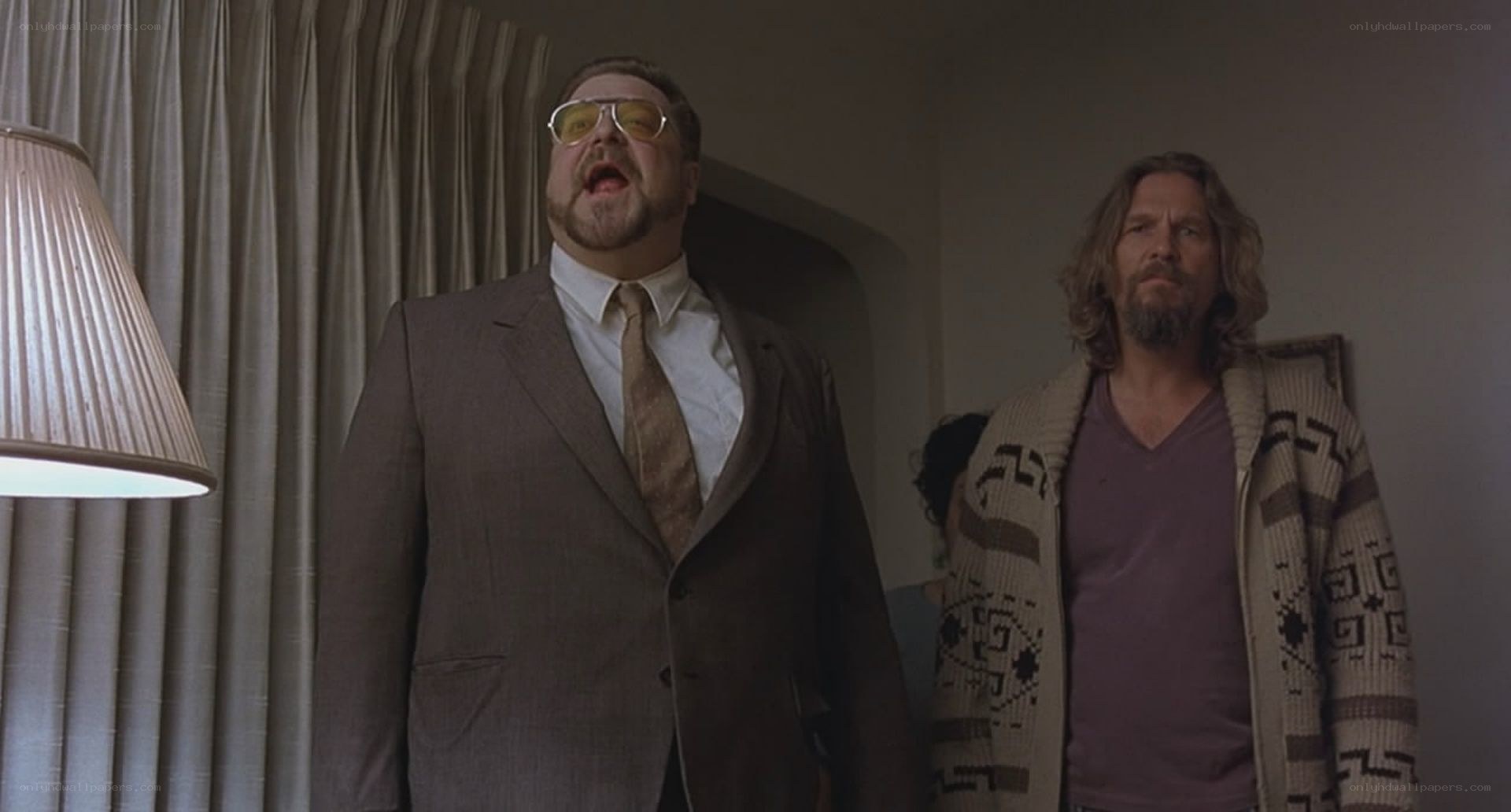 two men in a hotel room
