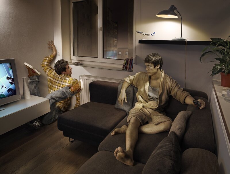 Two men in a living room