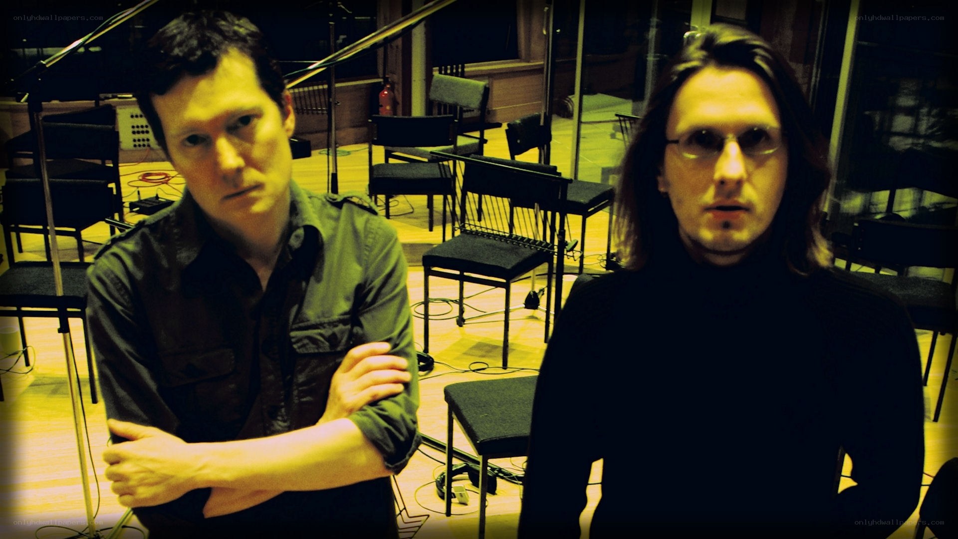 two men in a music studio