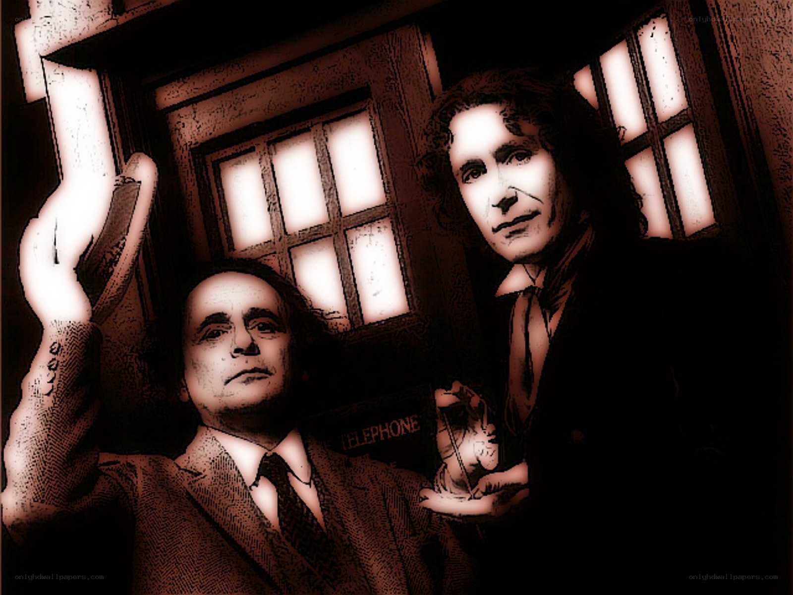 Two men in a phone booth